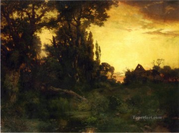  Moran Pintura - Paisaje crepuscular bosque de bosques de Thomas Moran